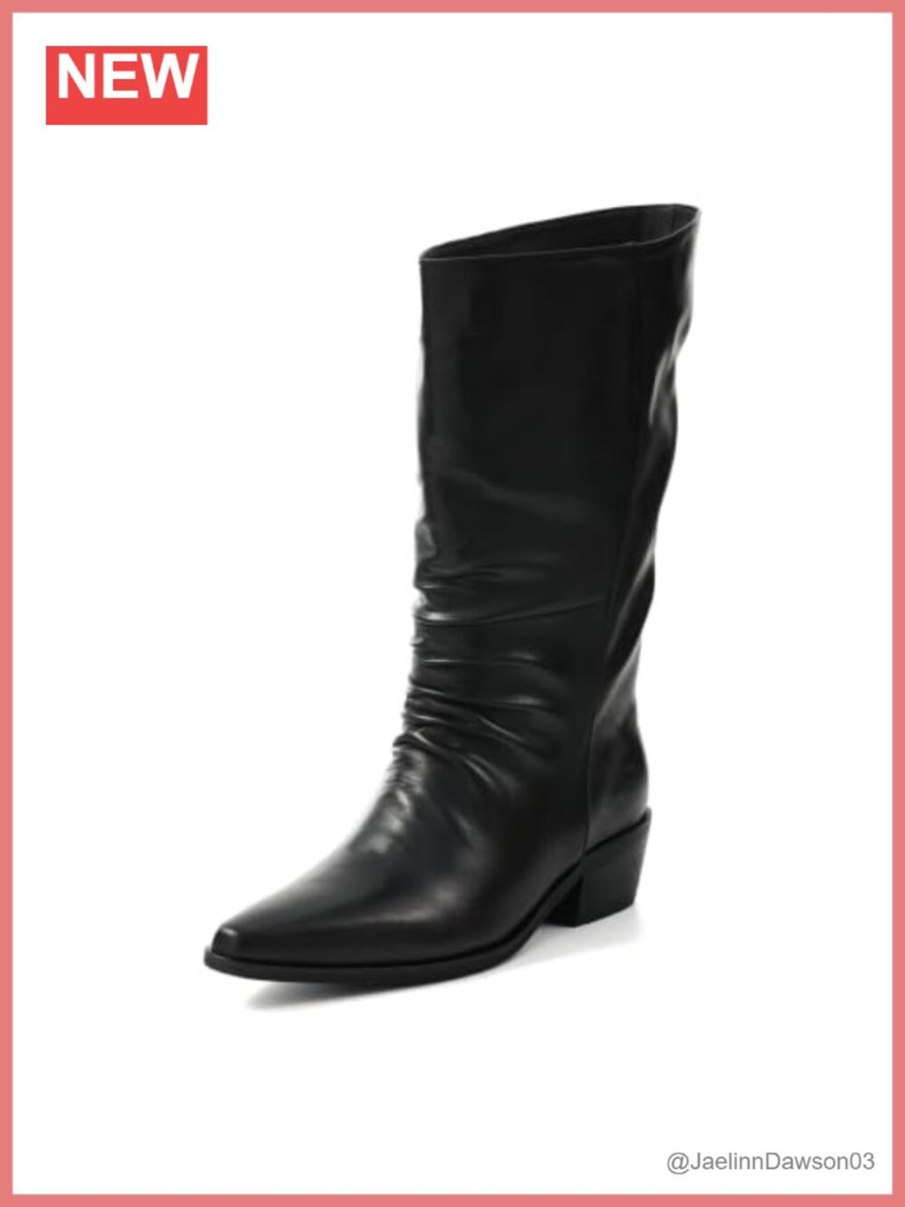 Women's Mid Calf Boots Square Toe Low Block Heel Pull On Faux Leather